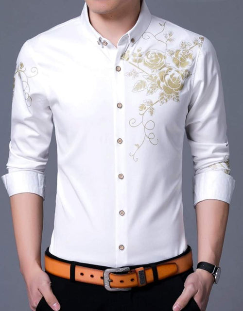 Load image into Gallery viewer, Mens Slim Fit Long Sleeve Floral Shirt
